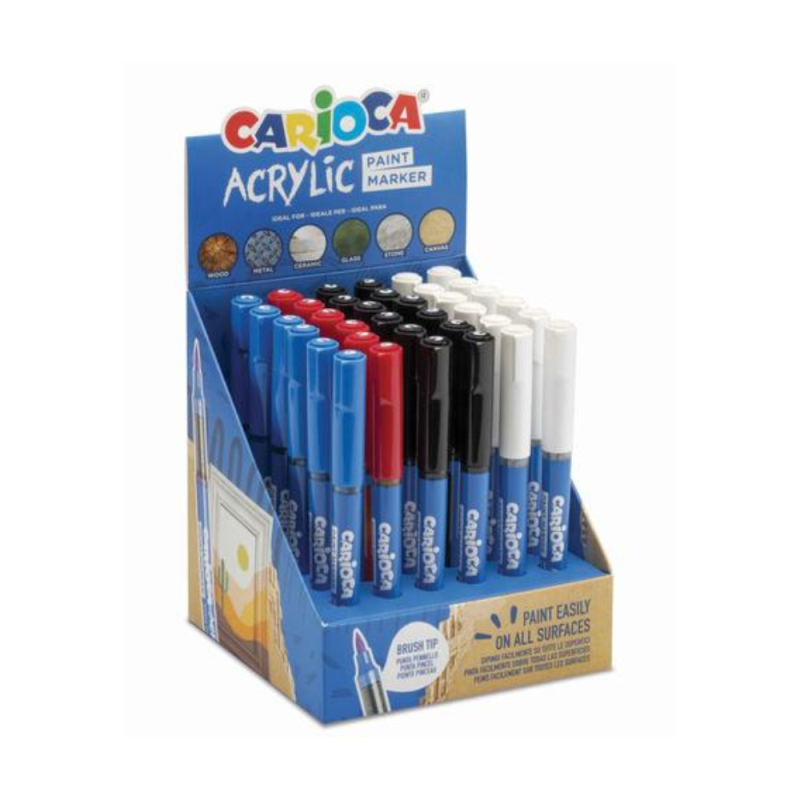 Carioca Acrylic Paint Marker - 36 Pennarelli Acrilici coprenti in Espositore da Banco