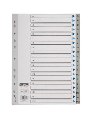 Divisori A4 in Polypropylene Alfabetici A-Z