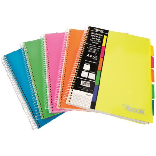 Quaderno Spirale A5 15x21 100 FF. PPL con 5 Divisori Colorati