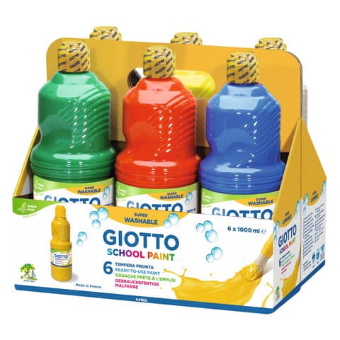 Tempera Giotto Pronta da 1 Litro Cesto da 6 Colori