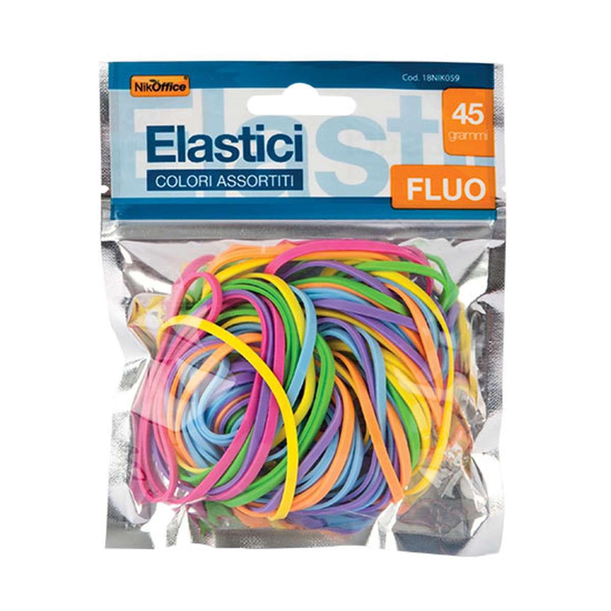 Elastici in Gomma da 45 gr. in bustina assortita colori fluo