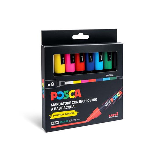 Uniposca PC5 Medio in Confezione da 8 Pezzi Assortiti Forti/TENUI