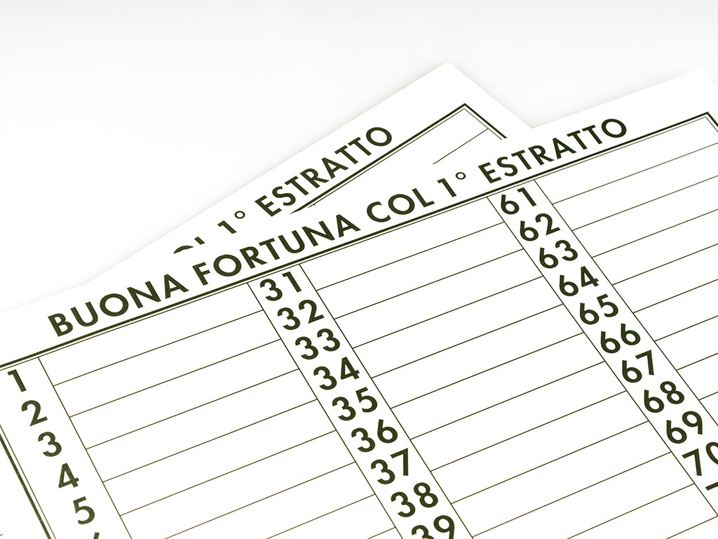 Cartellone 1º Estratto per Riffa Blocco Numerato da 1 a 90 1pz.