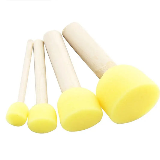 Pennelli in Spugna con Manico in Legno Set da 4 Pezzi