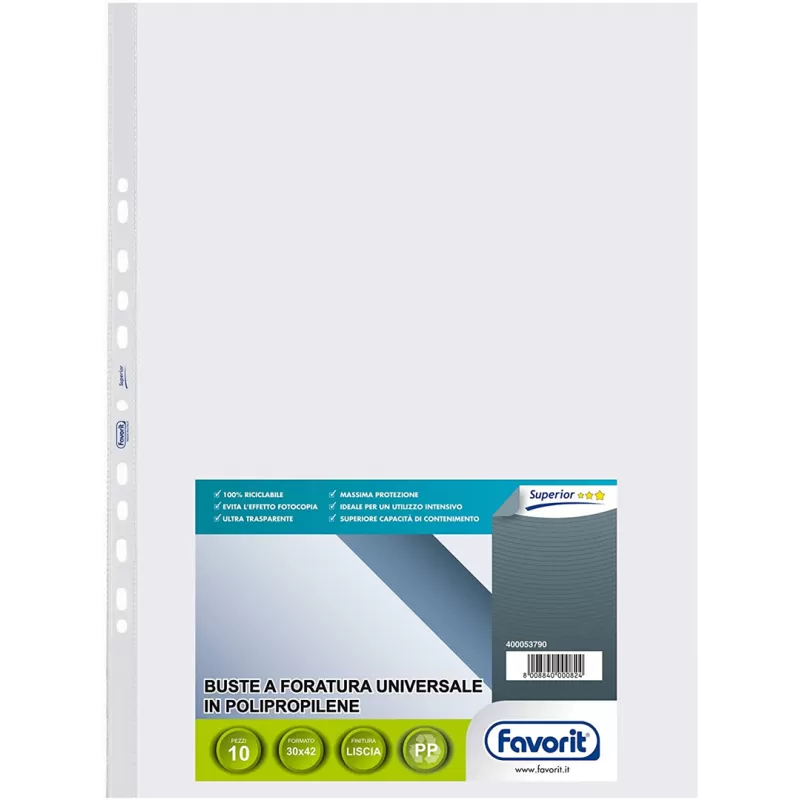 Buste Interni portalistino in PPL Forati Favorit 30x42 Cf. 10 Pz.
