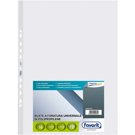 Buste Interni portalistino in PPL Forati Favorit 30x42 Cf. 10 Pz.