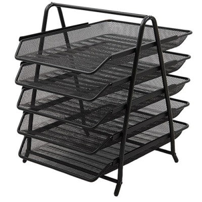 Vaschette Portacorrispondenza 5 Ripiani Nero in Metallo