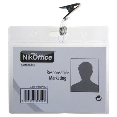 Porta Badge Soft con Spilla e Clips cf. 50 pezzi
