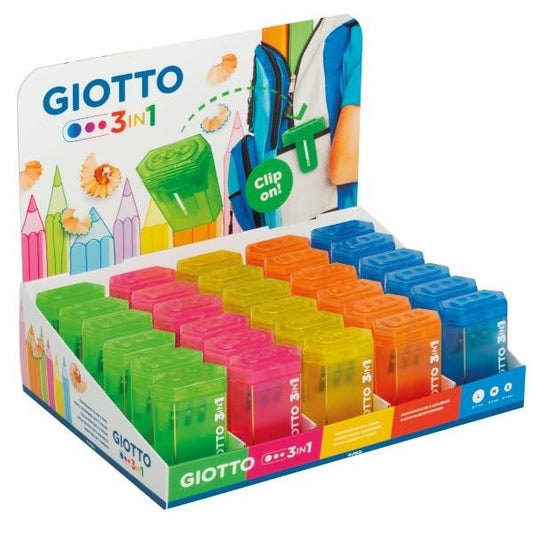 Temperamatite Giotto 3 fori (3 in 1 ) con tappo e clip